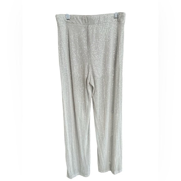 Women's Wild Fable Panty Lined Silver Sheer Sequined Flare Pant Size S - Picture 2 of 2